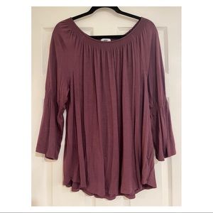 Old Navy Flowy Violet Soft Blouse, Trumpet Sleeves